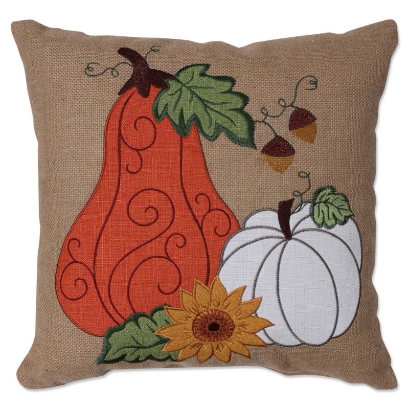 Photo 1 of 16.5"x16.5" Indoor Thanksgiving Pumpkins Square Throw Pillow - Pillow Perfect