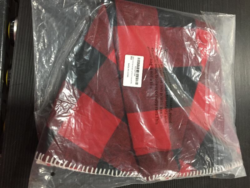 Photo 1 of 48 Inches Christmas Tree Skirt Red and Black Plaid Buffalo Check Double Layers Skirts for Christmas Decorations Indoor Outdoor, Xmas Party Holiday Ornaments (48 Inches)