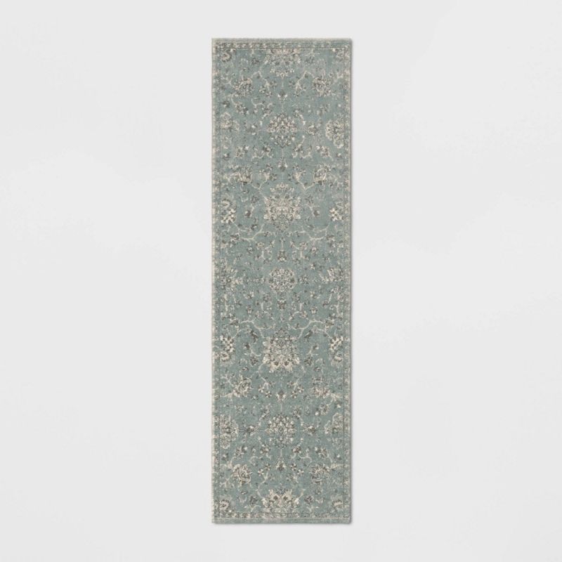 Photo 1 of 2'x7' Runner Latimer Distressed Persian Style Woven Rug Lite Blue - Threshold™
