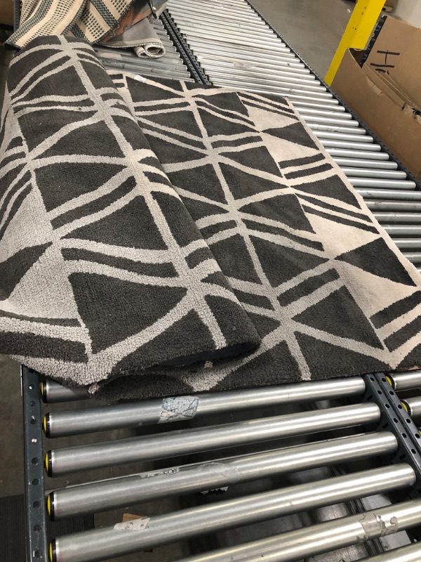 Photo 1 of 5'X7' Microplush Geo Knitted Area Rug - Project 62 , Size: 5'X7', Grey/Ivory
