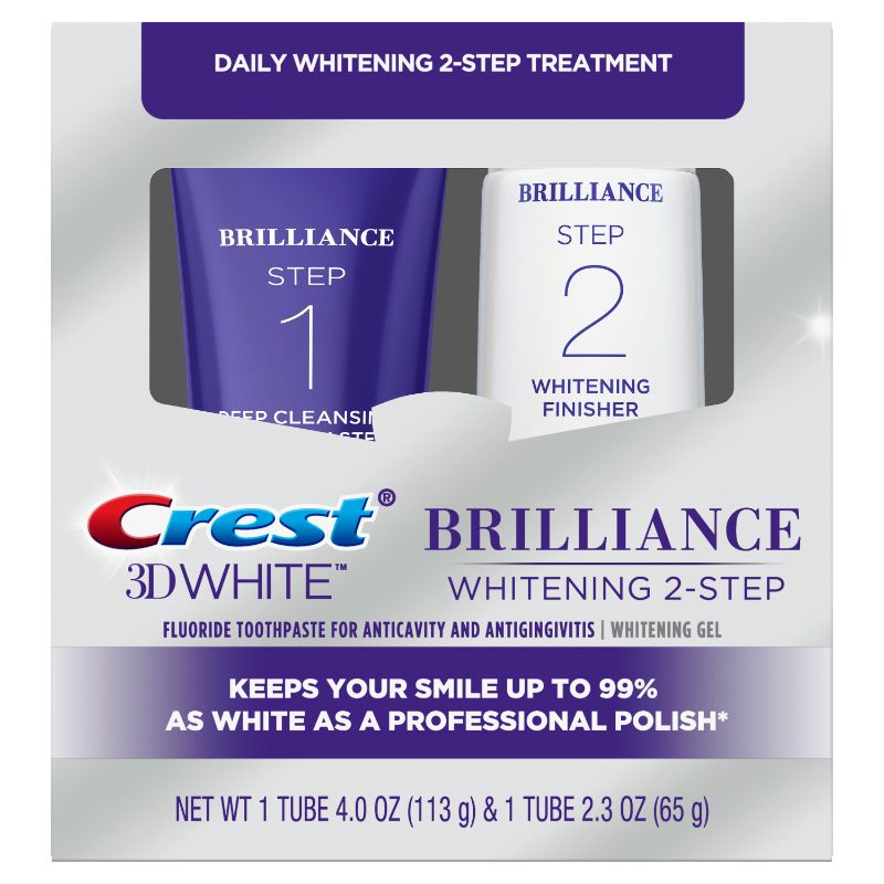 Photo 1 of Crest 3D White Brilliance + Whitening Two-step Toothpaste with Hydrogen Peroxide - 2pk

