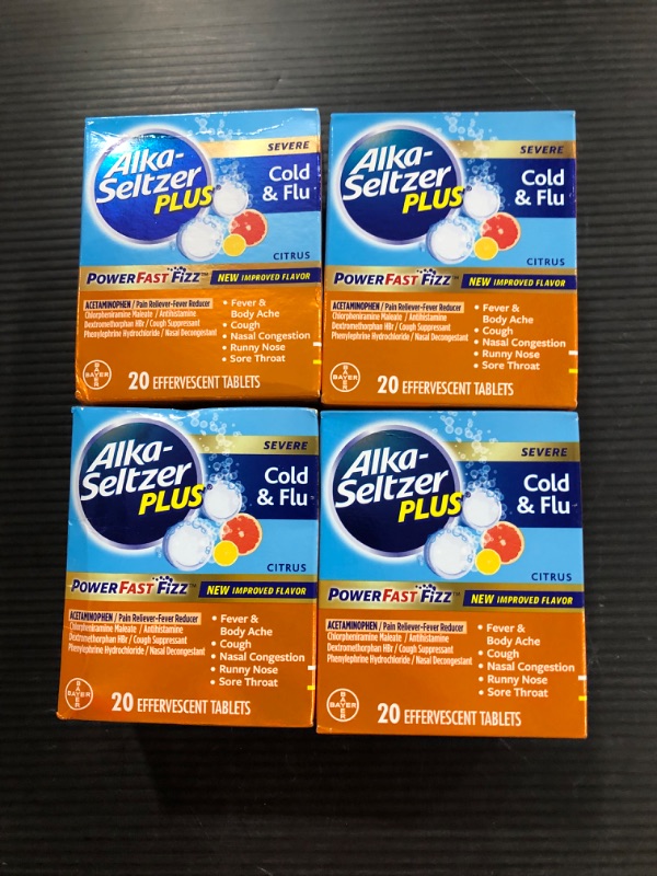 Photo 2 of Alka-Seltzer Plus Severe Cold & Flu Powerfast Fizz Citrus Effervescent Tablets Twinpack, 2x20ct, 40 Count - SET OF 2 - BEST BY 08/2022
