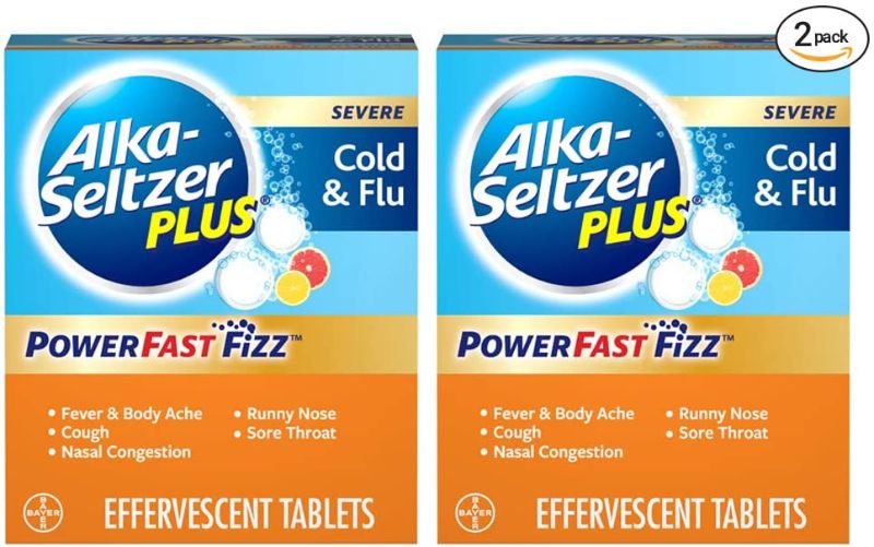 Photo 1 of Alka-Seltzer Plus Severe Cold & Flu Powerfast Fizz Citrus Effervescent Tablets Twinpack, 2x20ct, 40 Count - SET OF 2 - BEST BY 07/2022