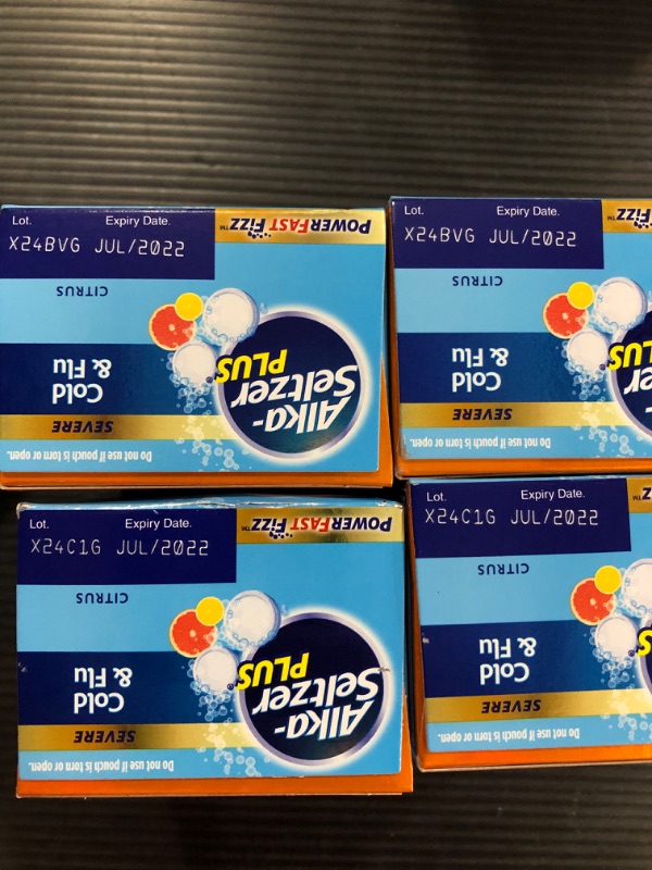 Photo 1 of Alka-Seltzer Plus Severe Cold & Flu Powerfast Fizz Citrus Effervescent Tablets Twinpack, 2x20ct, 40 Count - SET OF 2 - BEST BY 07/2022