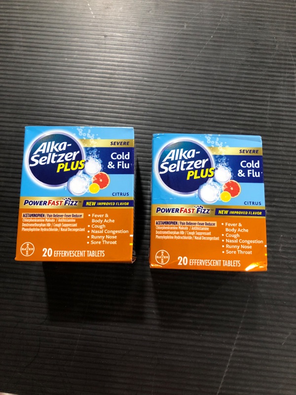 Photo 2 of Alka-Seltzer Plus Severe Cold & Flu Powerfast Fizz Citrus Effervescent Tablets Twinpack, 2x20ct, 40 Count - BEST BY 07/2022