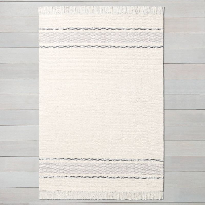 Photo 1 of 7' X 10' Tri-Striped Area Rug Railroad Gray//Sour Cream - Hearth & Hand™ with Magnolia
