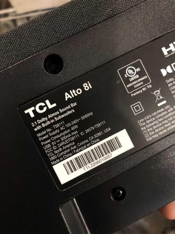 Photo 4 of TCL Alto 8i 2.1 Channel Dolby Atmos Roku TV Ready Sound Bar – TS8111

