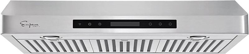 Photo 1 of Empava 30 In. 500 CFM Ducted Under Cabinet Range Hood with Soft Touch Controls-Sealed Aluminum Motor – 4 Speeds Fans Electronic Switch – Baffle Filters-LED Lights in Stainless Steel, 30 Inch
