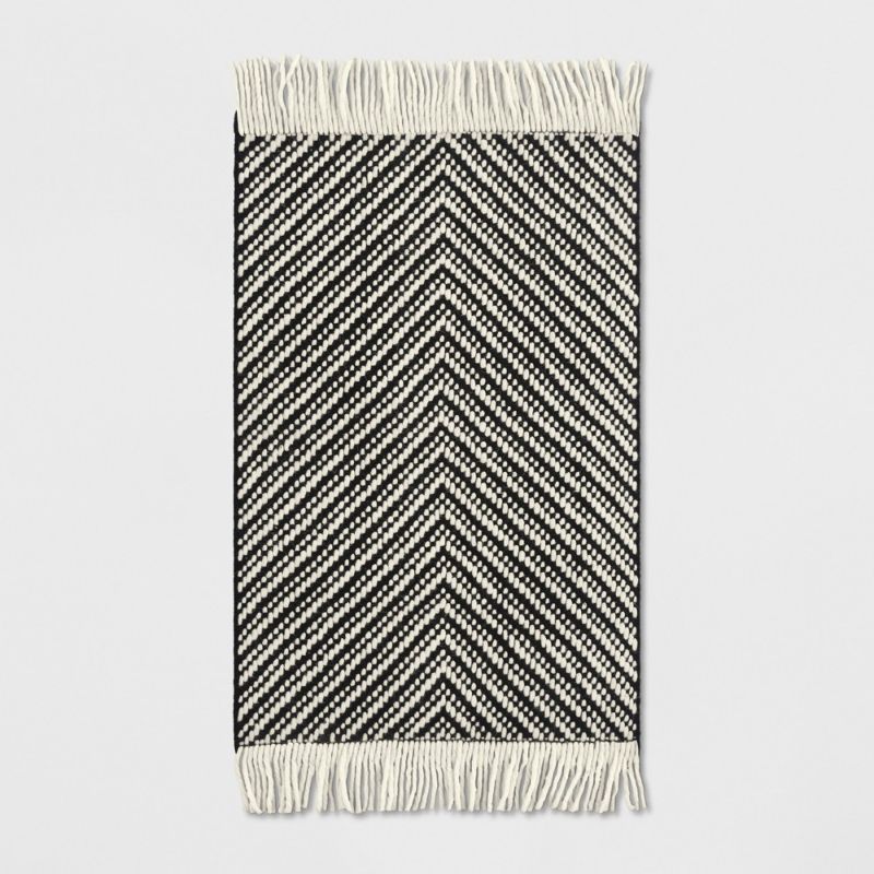 Photo 1 of 2'x3' Chevron Woven Area Rug Black/White - Project 62™