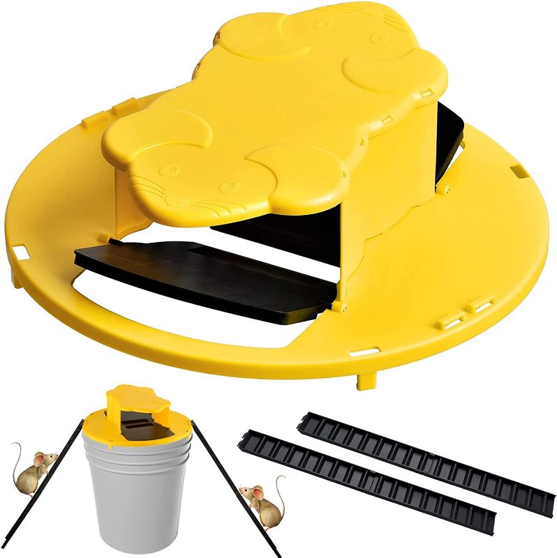 Photo 1 of 2022 Upgraded Double Head Mouse Trap, Mouse Traps Indoor for Home, Bucket Mouse Trap, Humane or Lethal Rat Trap, Flip and Slide Mouse Trap, Multi Catch, Auto Reset, 5 Gallon Bucket Compatible a