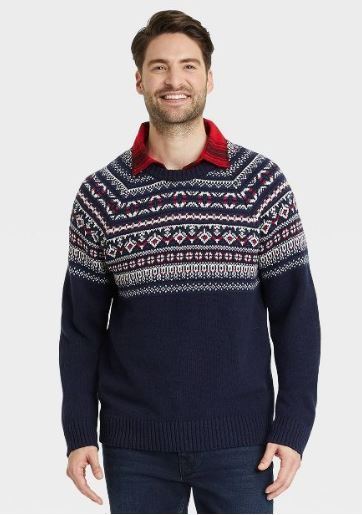 Photo 1 of Men's Standard Fit Crewneck Jacquard Pullover Sweater - Goodfellow & Co™

SZ- M