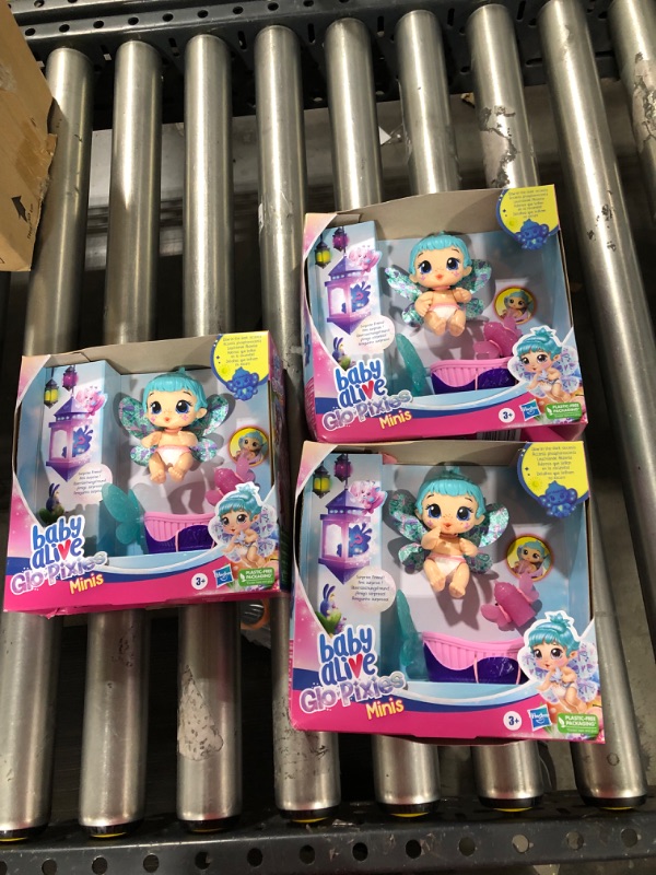 Photo 2 of 3pk Baby Alive GloPixies Minis Aqua Flutter Doll
