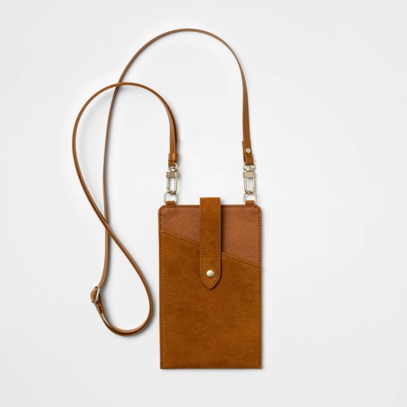Photo 1 of Heyday Crossbody Phone Sleeve Pouch - Tan Faux Suede
