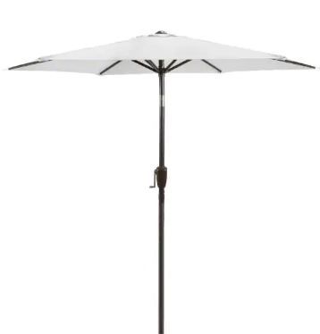 Photo 1 of 64in . Market Outdoor Patio Umbrella Table in Gray with Push Button Tilt and Crank
