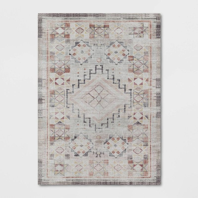 Photo 1 of 5'x7' Distressed Geo Persian Style Rug Blush - Opalhouse™
