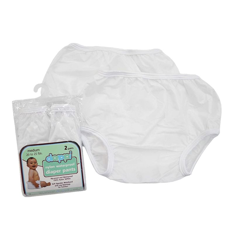 Photo 1 of Dappi Waterproof 100% Nylon Diaper Pants, White, Medium (2 Count)
