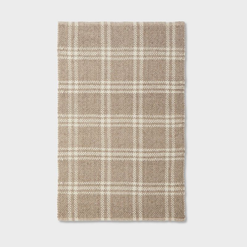 Photo 2 of 3'x5' Wool/Cotton Plaid Rug Neutral - Threshold™ Designed with Studio McGee
