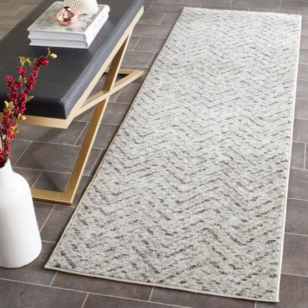 Photo 1 of ADR104N-26 Adirondack Power Loomed Runner Rug, Ivory & Charcoal - 2 Ft.-6 in. X 6 Ft.