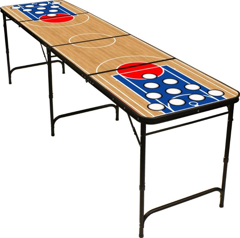 Photo 1 of 8' Folding Beer Pong Table with Bottle Opener, Ball Rack and 6 Pong Balls - Basketball Design - By Red Cup Pong
