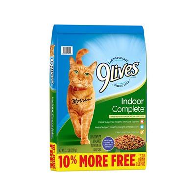 Photo 1 of 9 Lives Indoor Complete with Chicken & Salmon Flavor Dry Cat Food, 13.2-lb Bag EXP. 04 09 2022
