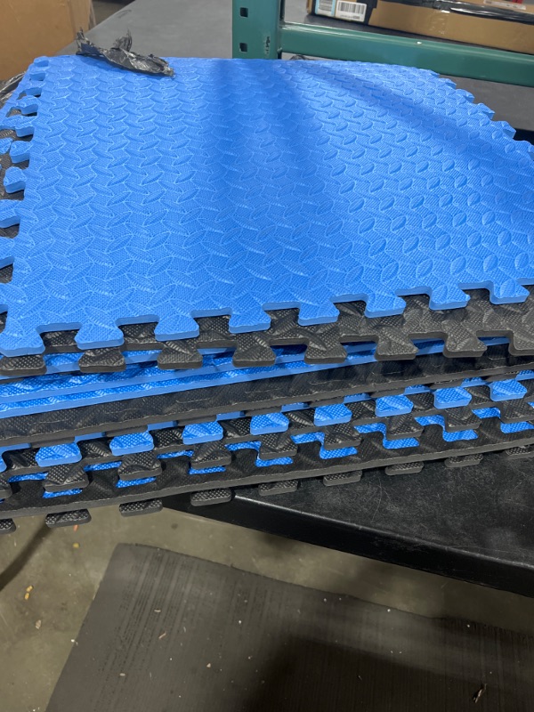 Photo 2 of Blue/Black 24 in. x 24 in.Foam Sport Multi-Purpose Reversible Interlocking Tile 12 PACK 