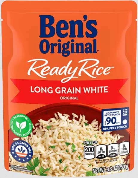 Photo 1 of BEN'S ORIGINAL™ READY RICE™, Original Long Grain White, 8.8 oz. pouch 12 PACK EXP. 07 2022