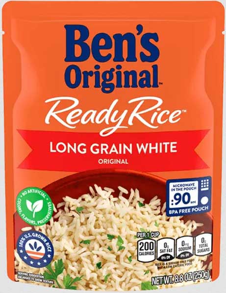 Photo 1 of BEN'S ORIGINAL™ READY RICE™, Original Long Grain White, 8.8 oz. pouch 12 PACK EXP. 07 2022