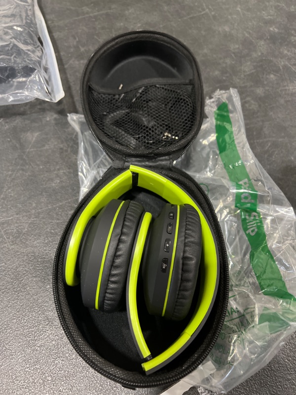 Photo 2 of Bluetooth Headphones Over-Ear, Zihnic Foldable Wireless and Wired Stereo Headset Micro SD/TF, FM for Cell Phone,PC,Soft Earmuffs &Light Weight for Prolonged Wearing(Black/Green)
