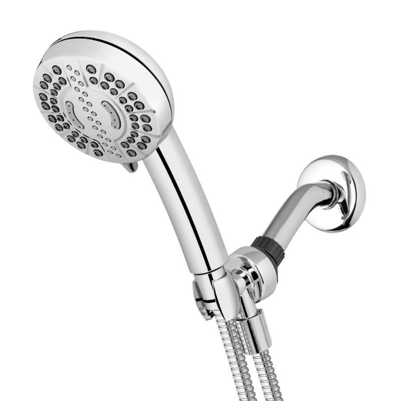 Photo 1 of Waterpik 7-Spray Patterns with 1.8 GPM 4 in. Wall Mount Adjustable Handheld Shower Head in Chrome, Grey