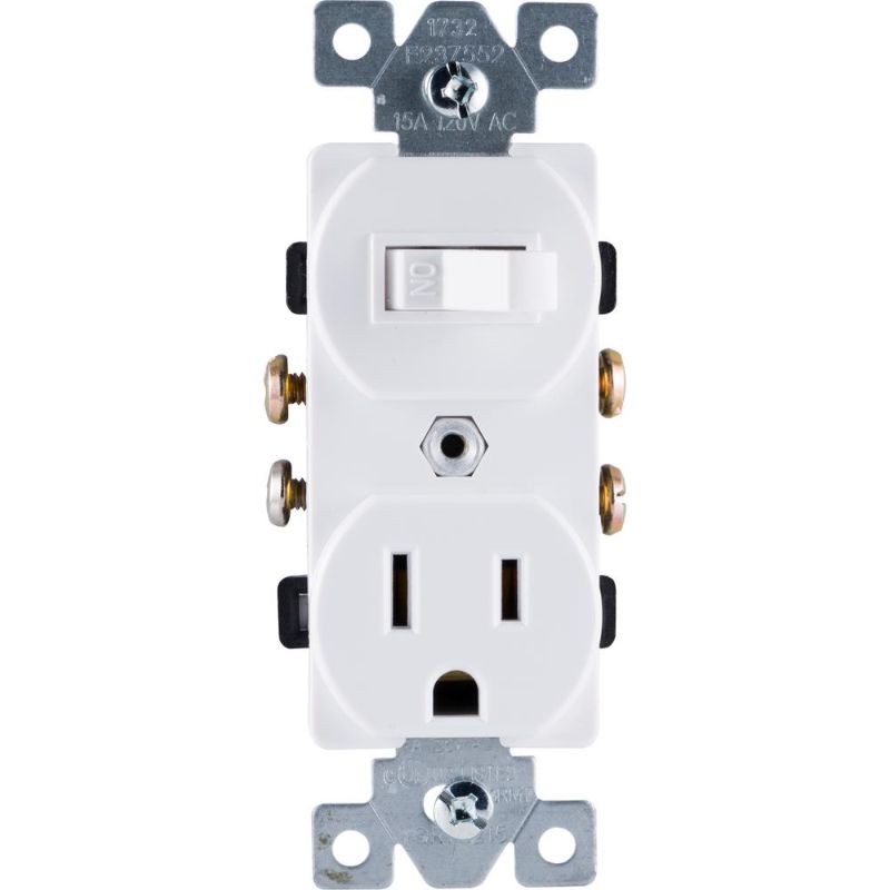 Photo 1 of All-in-One Toggle Switch and Single Pole Outlet, White