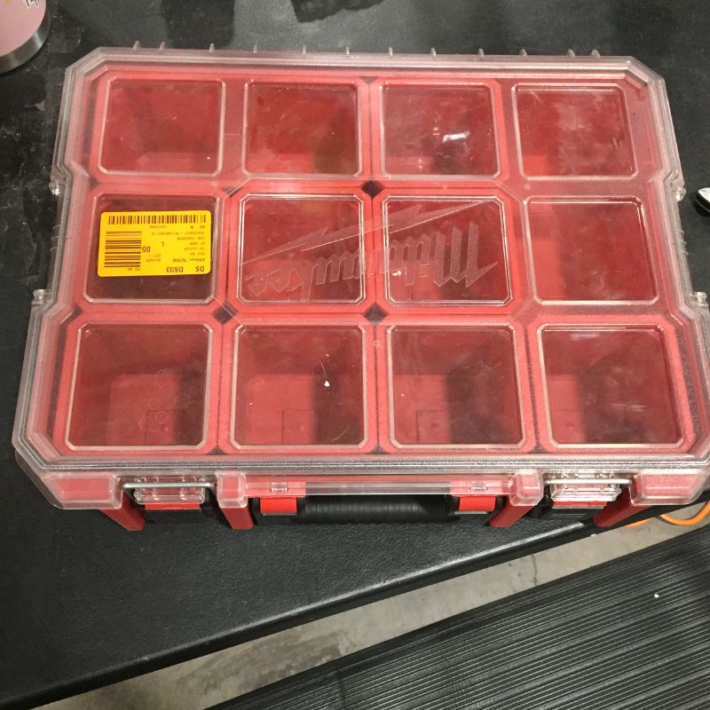 Photo 2 of 10-Compartment Red Deep Pro Portable Tool Box with Storage and Organization Bins for Small Parts