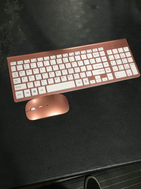 Photo 2 of Bluetooth Keyboard Pink Wireless Keyboard with Number and Mouse 