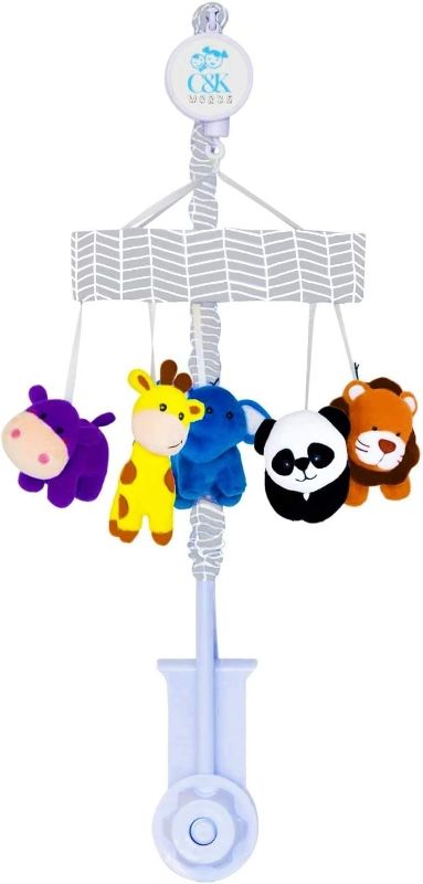 Photo 1 of C&K WORKS Baby Crib Mobile Animal Friends Giraffe, Lion, Hippo, Elephant, Panda Characters. All in one Crib Mobile Holder with Wound Up Music Player.