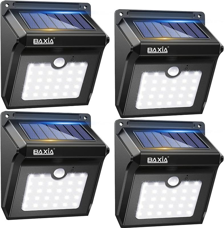 Photo 1 of BAXIA TECHNOLOGY Solar Outdoor Lights Wireless Security Motion Sensor Outdoor Lights Solar Lights Outdoor Waterproof for Front Door,Backyard,Steps,Garage,Garden (400LM,4 Packs)