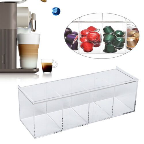 Photo 1 of 4 Compartments Clear Acrylic Coffee Pod Holder, Coffee Bar Accessories Organizer
