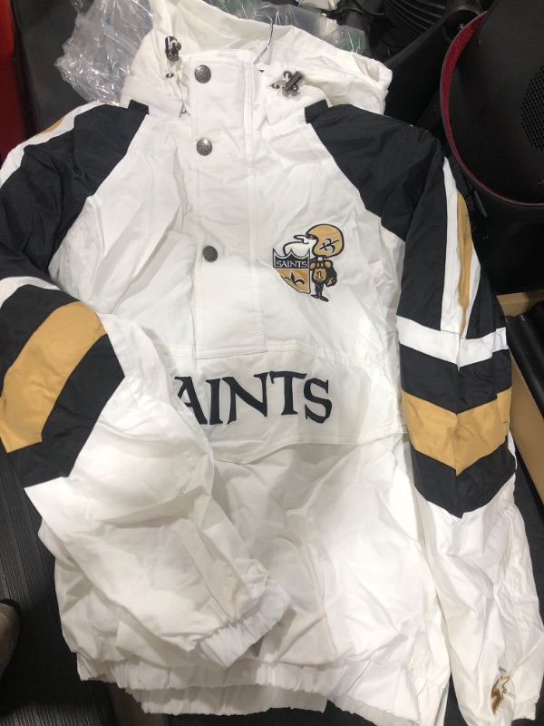 Photo 2 of Men's Starter White/Black New Orleans Saints Thursday Night Lights Half-Snap Hoodie Jacket M
