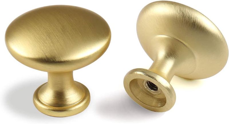 Photo 1 of 20 Pack Brushed Gold Cabinet Knobs , Solid Zinc Gold Dresser Knobs, 1-1/10 inch Round Dresser Drawer Knobs , Hardware for Cabinets and Bathroom by VLamu
