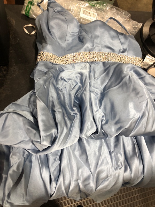 Photo 2 of BABY BLUE WITH CRYSTALS AROUND WAISTLINE PROM DRESS