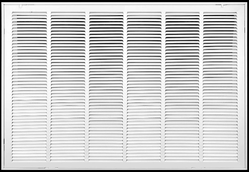 Photo 1 of 30"W x 20"H [Duct Opening Measurements] [Fixed Hinged] Steel Return Air Filter Grille for 1-inch Filters, Vent Cover Grill for Sidewall and Ceiling, White, Outer Dimensions: 32 5/8"W X 22 5/8"H
