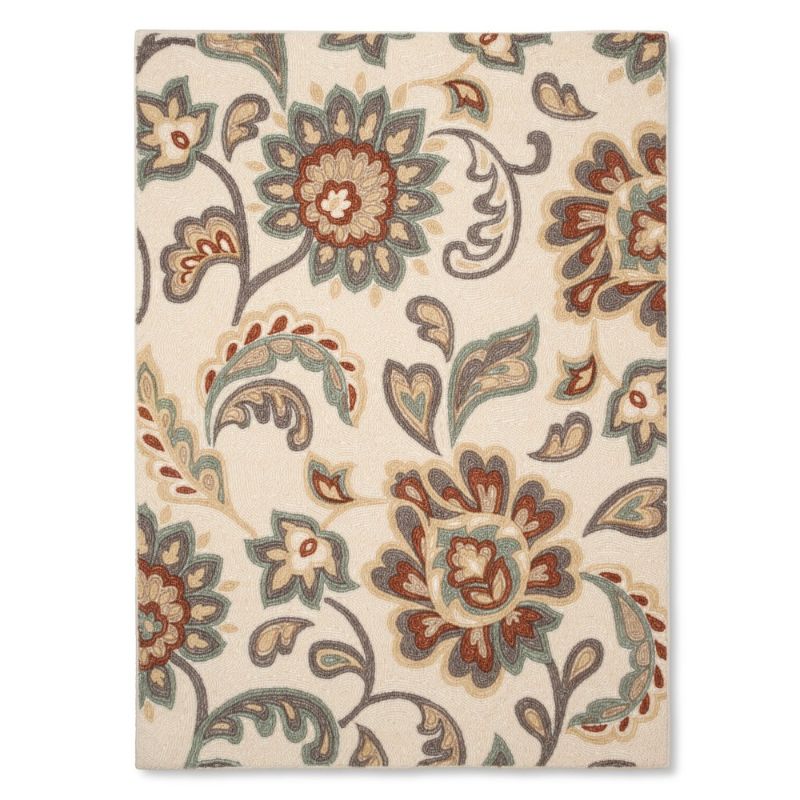 Photo 1 of 4'x5'6" Paisley Floral Area Rug Tan - Maples
