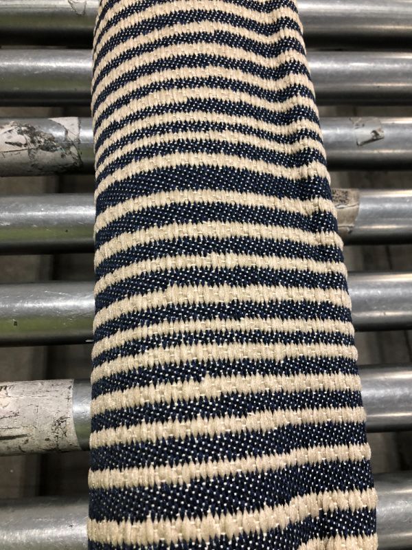 Photo 3 of 5' X 7' Linear Global Stripe Outdoor Rug Navy/Ivory - Project 62™
