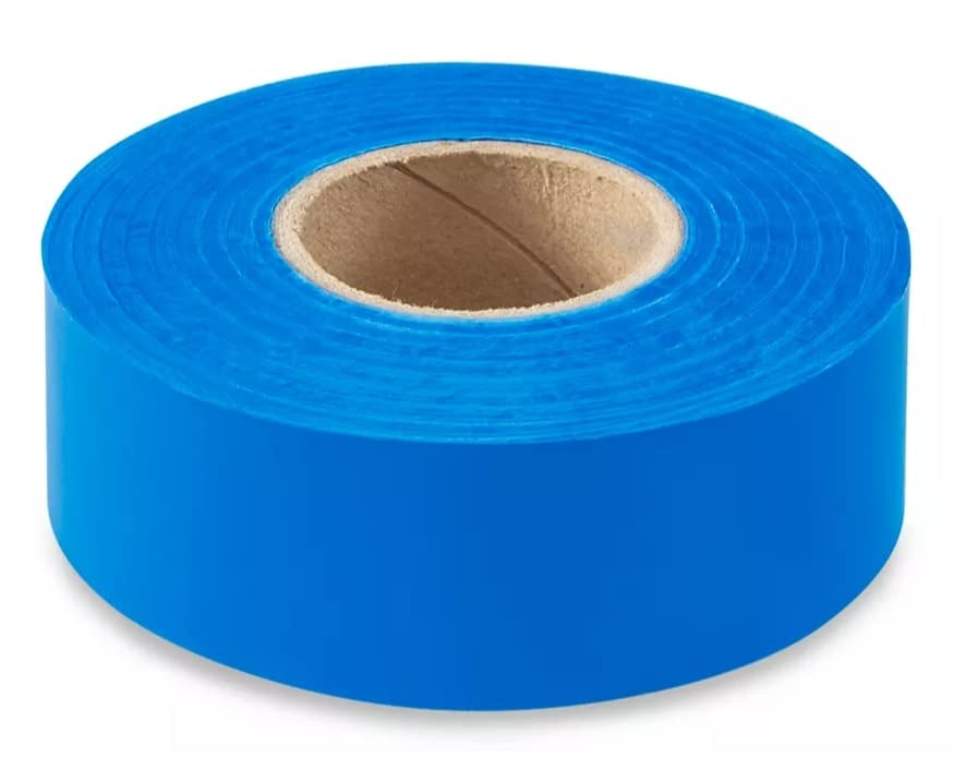 Photo 1 of ATERET 12 Roll Blue Flagging Tape - 1 inch x 300 Feet - Multipurpose Safety Marking Tape - Ideal Use for Labeling & Tagging for Home, Workplace & Construction Site
