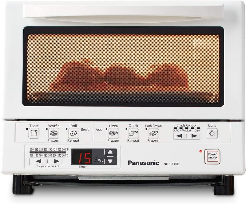 Photo 1 of Panasonic FlashXpress Toaster Oven with Double Infrared Heating and Removable 9-Inch Inner Baking Tray, 1300W, 4-Slice, White
