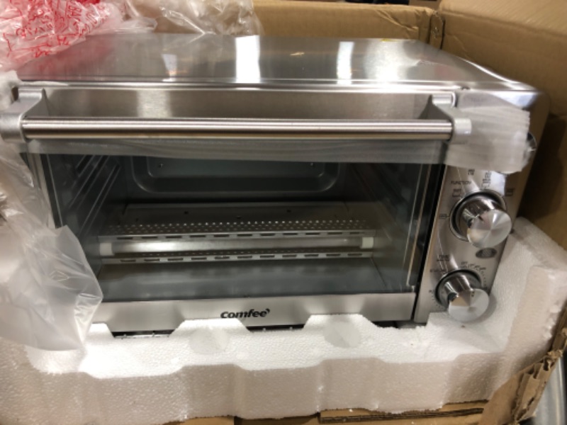 Photo 2 of COMFEE' Toaster Oven, 4 Slice, 12L, Multi-function Stainless Steel Finish with Timer-Toast-Bake-Broil Settings, 1100W, Perfect for Countertop (CFO-BG12(SS))
