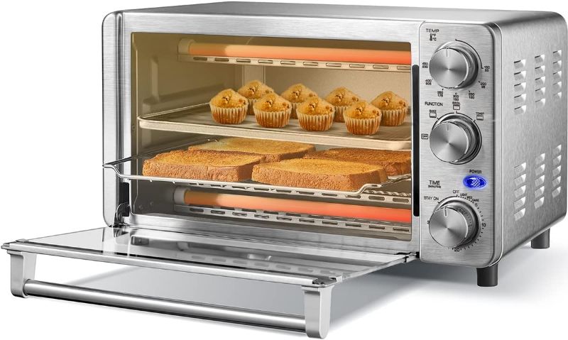 Photo 1 of COMFEE' Toaster Oven, 4 Slice, 12L, Multi-function Stainless Steel Finish with Timer-Toast-Bake-Broil Settings, 1100W, Perfect for Countertop (CFO-BG12(SS))
