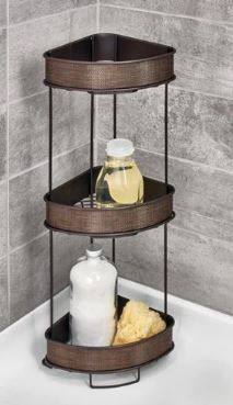 Photo 1 of 3-Tier Corner Standing Shower Caddy, Bronze