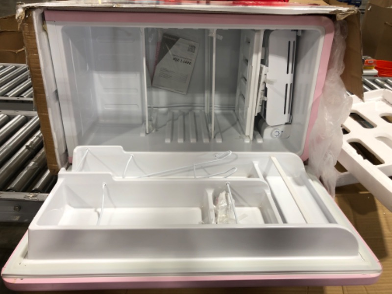 Photo 3 of FRIGIDAIRE EFR372-PINK 3.2 Cu Ft Pink Retro Compact Rounded Corner Premium Mini Fridge
