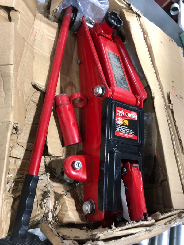 Photo 2 of BIG RED T83006 Torin Hydraulic Trolley Service/Floor Jack with Extra Saddle (Fits: SUVs and Extended Height Trucks): 3 Ton (6,000 lb) Capacity, Red
