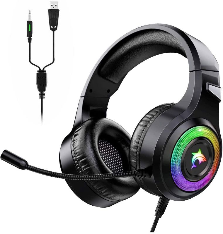 Photo 1 of Xbox Headset with Mic,Gaming Headset with Microphone for Xbox One PS4 PS5 Playstation,Stereo Surround Sound, RGB Light
