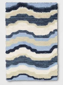 Photo 1 of 4'x6' Waves Area Rug Blue/Green - Pillowfort™
